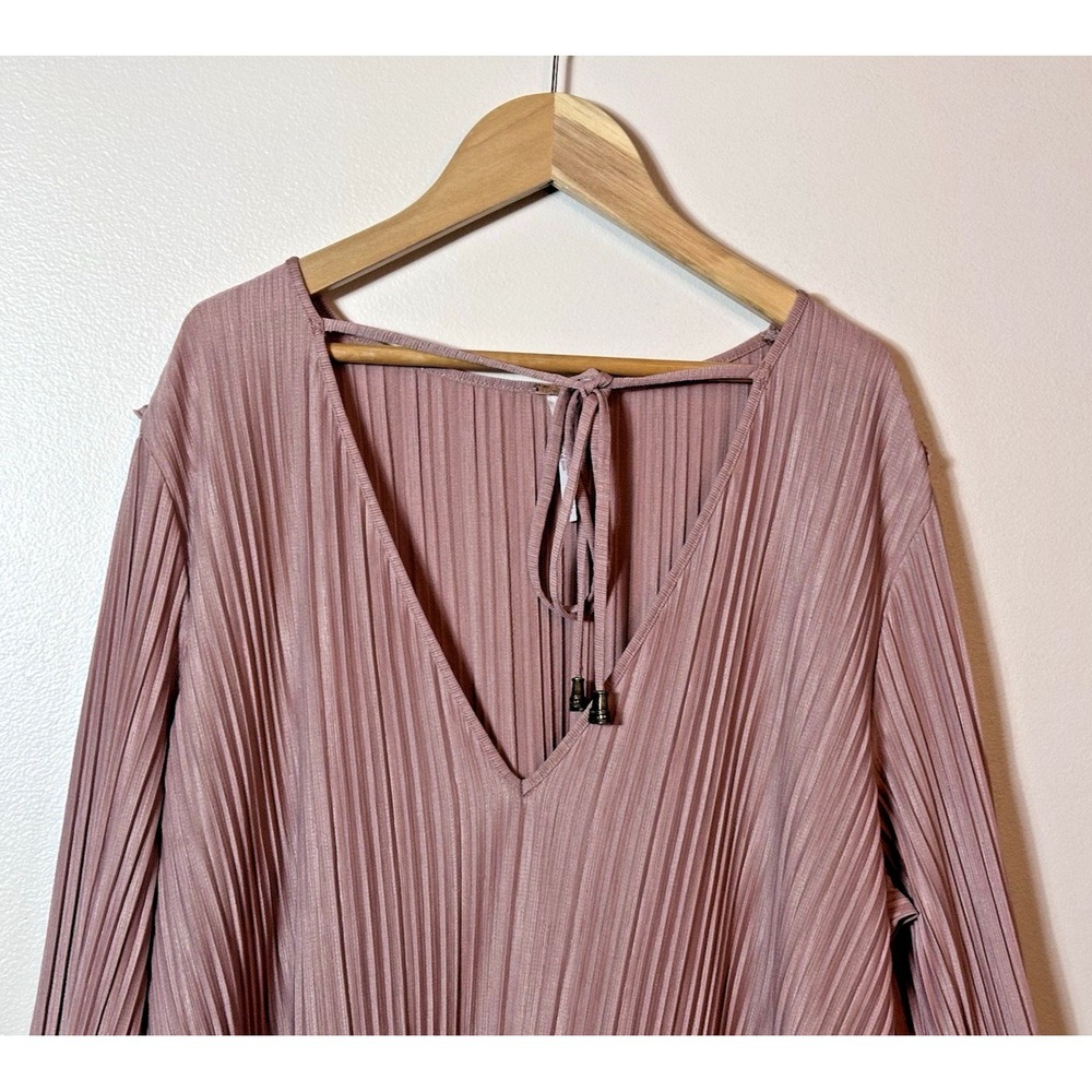 Free People Cant Help It Mini Dress Large Pink Pleated Ruffle Bell Babydoll - Picture 2 of 12